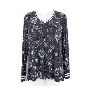 Johnny Was Top Women's XS Bijou Janie‎ Favorite Tee Long Sleeve Boho Hippie